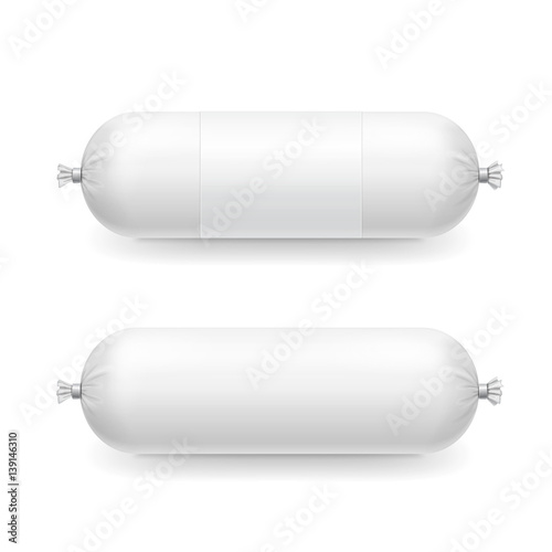 Download Blank White Empty Plastic Sausage Package Vector Food Mockup Isolated Stock Vector Adobe Stock