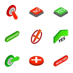 Poster - Right and wrong icons, isometric 3d style
