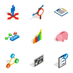 Poster - Management icons, isometric 3d style