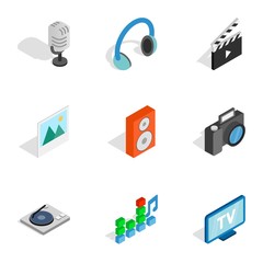 Poster - Computer technology icons, isometric 3d style
