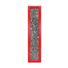 Aufkleber - One letter from corroded steel with red frame alphabet set, isolated on white. 3D illustration.