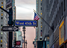 Street Sign Of West 45th St - New York, USA