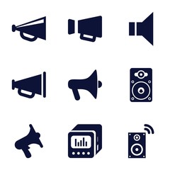 Set of 9 loudspeaker filled icons