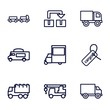 Set of 9 moving outline icons
