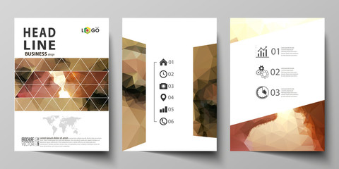 Poster - Business templates for brochure, magazine, flyer. Cover design template, abstract vector layout in A4 size. Romantic couple kissing. Beautiful background. Geometrical pattern in triangular style.