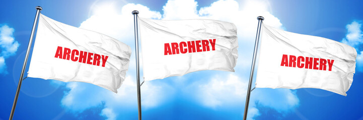 Sticker - archery sign background, 3D rendering, triple flags