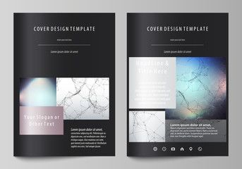 Wall Mural - Business templates for brochure, magazine, flyer. Cover design template, vector layout in A4 size. Compounds lines and dots. Big data visualization in minimal style. Graphic communication background.