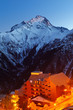 Ski resort Les deux alps in French Alps at night