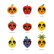 Scary Fruit Illustration Vector