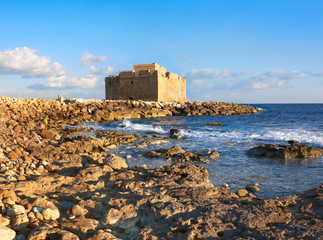 Fototapete - Pafos Harbour Castle in Cyprus, panoramic image