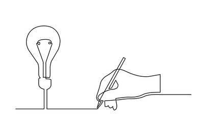 Poster - continuous line drawing of hand creating a new idea