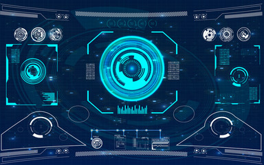 Aufkleber - Radar screen. Vector illustration for your design. Technology background. Futuristic user interface. HUD.