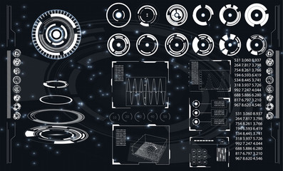 Aufkleber - Radar screen. Vector illustration for your design. Technology background. Futuristic user interface. HUD.