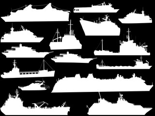 Sticker - fifteen ship silhouettes isolated on black