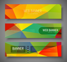 Poster - web banners with abstract colorful polygonal backgroun