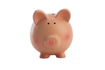  Pink piggy bank isolated on white