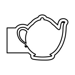 Canvas Print - monochrome contour emblem with teapot of tea vector illustration