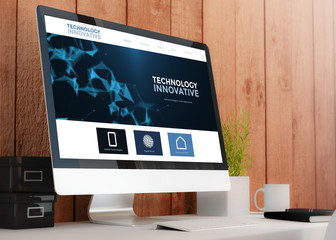 Fototapete - modern workspace with computer job search