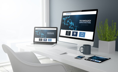 Canvas Print - grey studio devices with innovative website