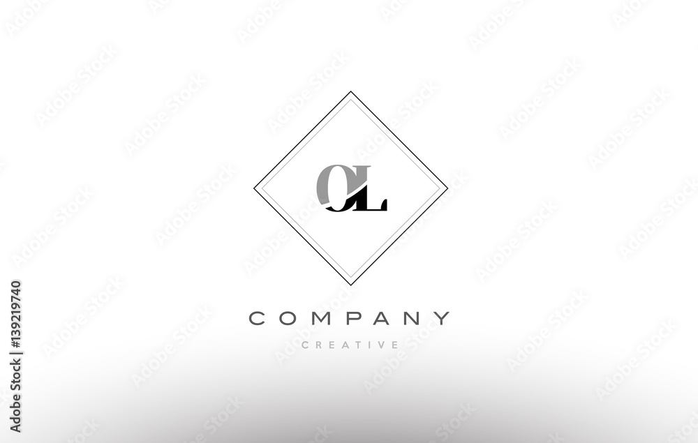 ol o l retro vintage black white alphabet letter logo Stock Vector ...
