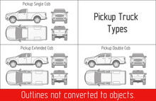 TRUCK Pickup Types Template Drawing Vector Outlines Not Converted To Objects