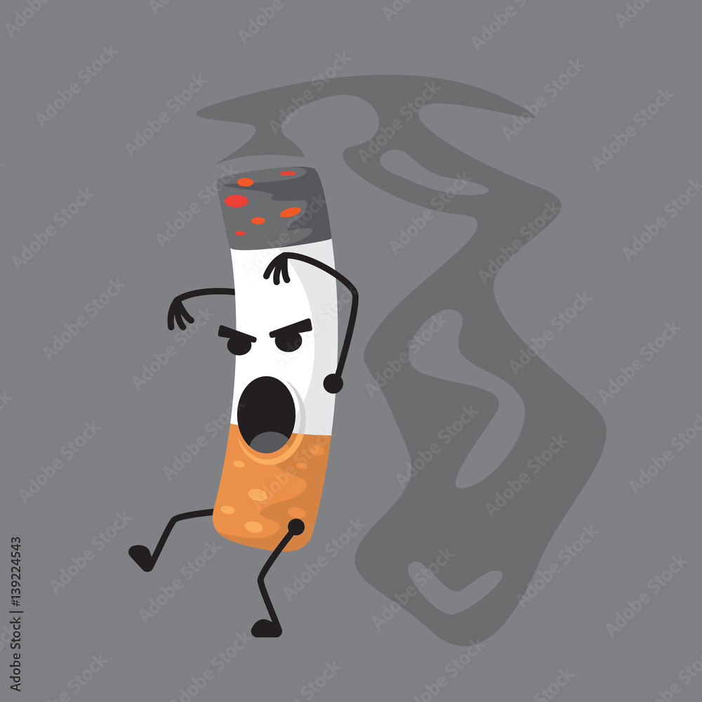 monster and cigarette vector illustration of a character smoking a cigarette monster Stock Vector