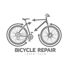 Canvas Print - Bicycle repair workshop vector logo template