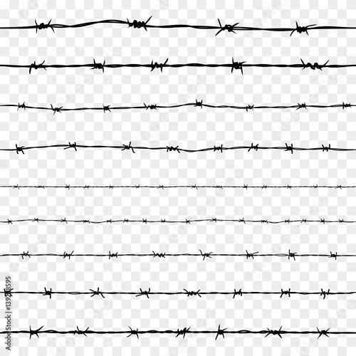 Fotografía Set of Steel Rusty Barbwire Seamless Pattern