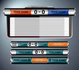 Wall Mural - Scoreboard Broadcast Graphic Template for soccer and football, vector illustration