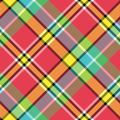 Wall Mural - Madras bright color check plaid seamless fabric texture