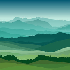 flat landscape illustration. beautiful hills, vector design