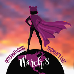 Wall Mural - International Womens Day Day Without a Woman super hero design. In celebration of March 8 holiday. EPS 10 vector.