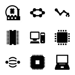 Wall Mural - Set of 9 tech filled icons