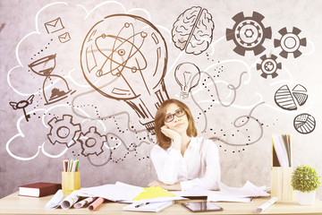 Aufkleber - Businesswoman generating creative ideas