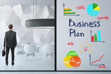 Sticker - Conference room with drawn business plan