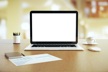 Poster - Blank white laptop closeup