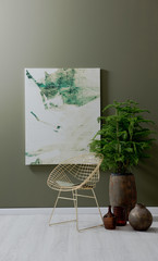 Wall Mural - yellow metal chair and picture interior style