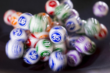 Colourful lottery balls in a machine 35