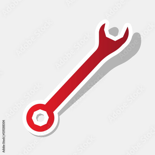 Crossed wrenches sign. Vector. New year reddish icon with outside