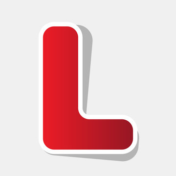 Letter L sign design template element. Vector. New year reddish icon with outside stroke and gray shadow on light gray background.