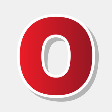 Letter O sign design template element. Vector. New year reddish icon with outside stroke and gray shadow on light gray background.