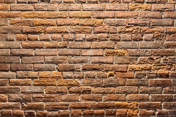 Background of old brick wall at night