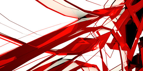 Wall Mural - Abstract background with glossy red sculpture, 3 d render