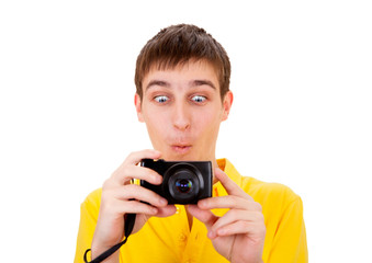 Canvas Print - Young Man with a Camera