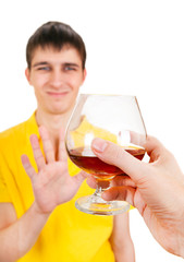 Canvas Print - Young Man deny an Alcohol