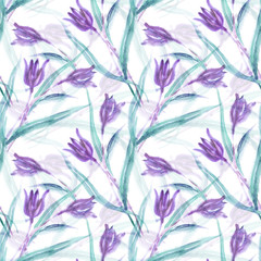 Wall Mural - Field Flowers Seamless Pattern. Raster Background.