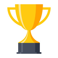 trophy cup, award, vector icon in flat style