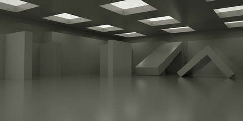 Wall Mural - Abstract dark space with doors, 3 d render