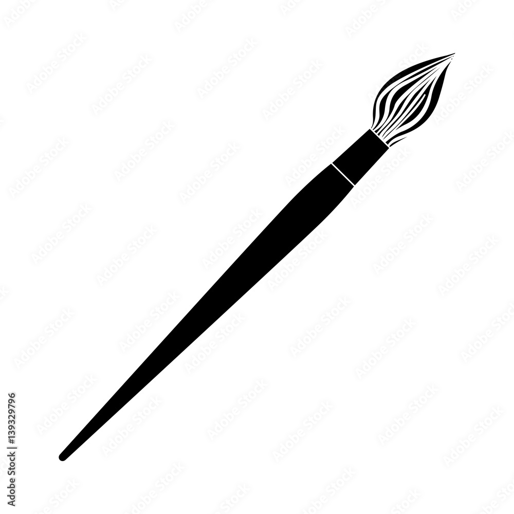 black contour paint brush icon, vector illustraction design image Stock ...