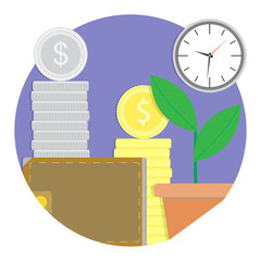 Sticker - Financial growth and development vector icon